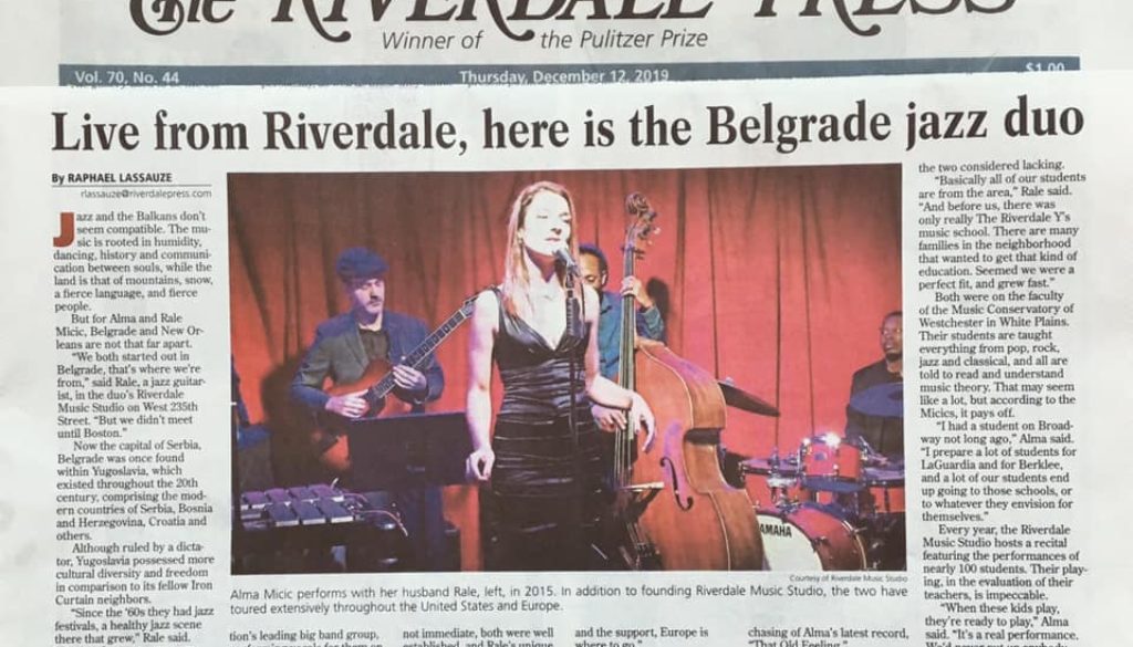 Riverdale Press features Rale and Alma Micic
